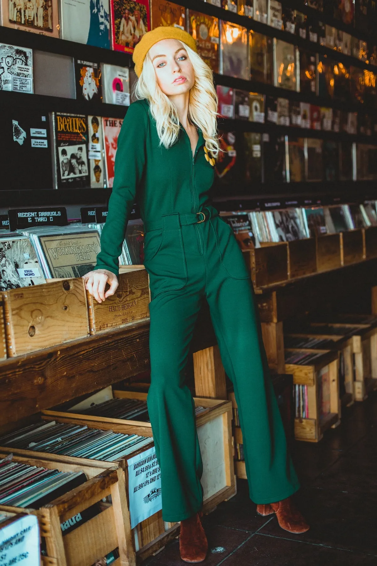 Flower Power Jumpsuit in Evergreen