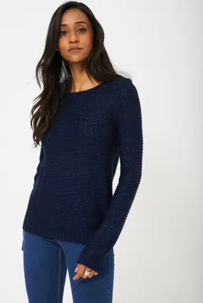 Glitter Knit Jumper in Navy