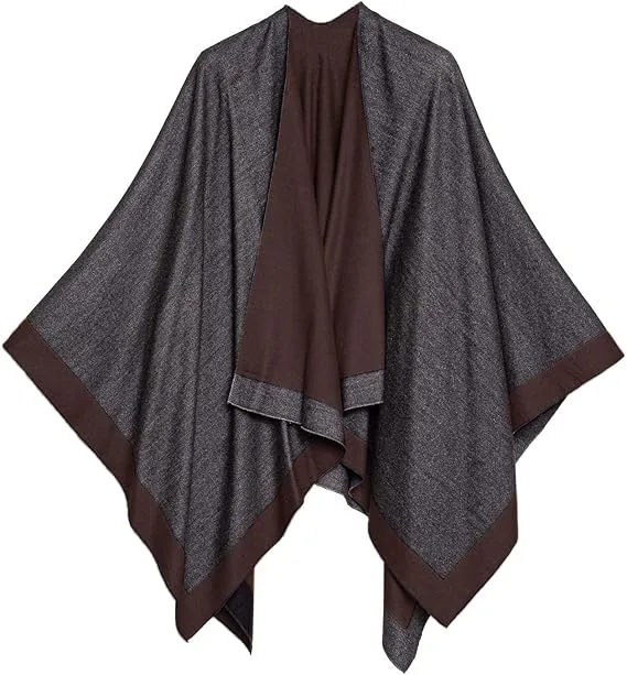 Gray Luxurious Knit Sweater Poncho Cardigan