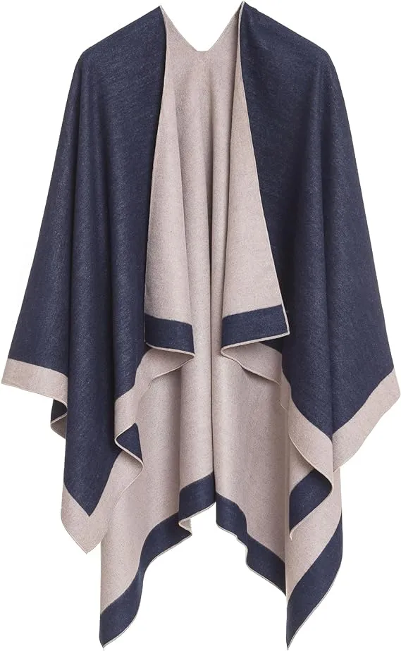 Gray Luxurious Knit Sweater Poncho Cardigan