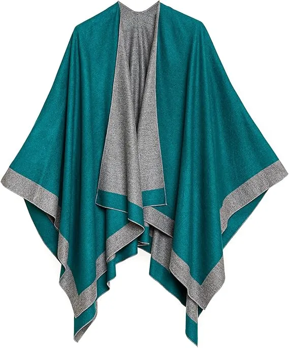 Gray Luxurious Knit Sweater Poncho Cardigan