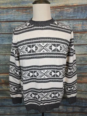 Guess Charcoal and Cream Jacquard round neck Jumper