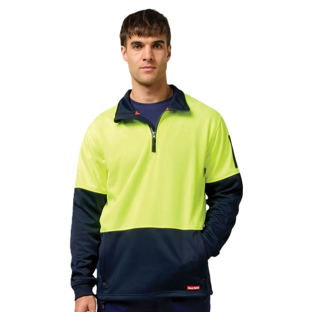 Hard Yakka Hi-Vis 2 Tone 1/4 Zip Brushed Fleece Jumper (Y19330)