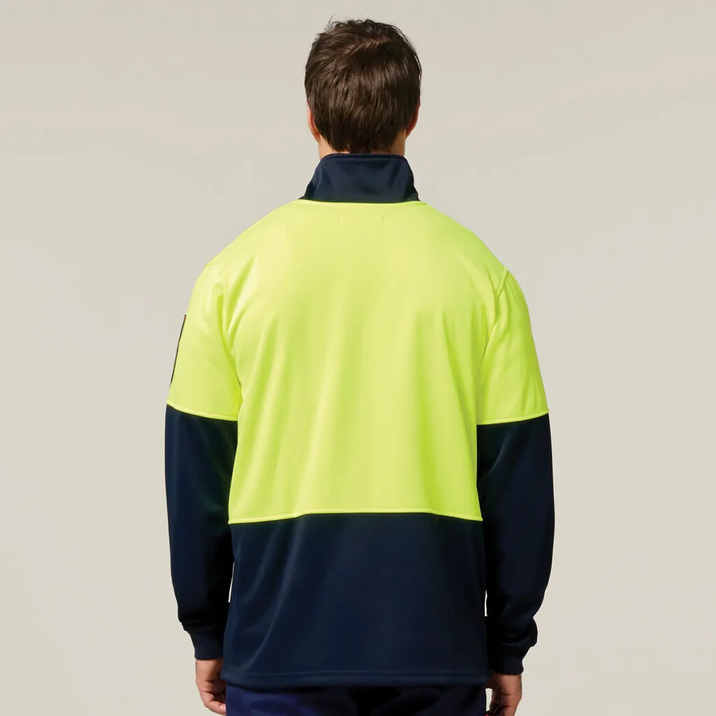 Hard Yakka Hi-Vis 2 Tone 1/4 Zip Brushed Fleece Jumper (Y19330)