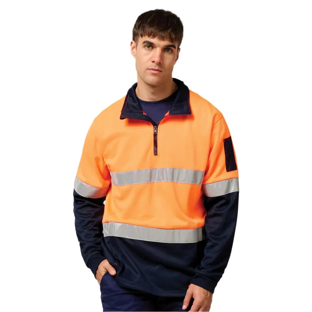 Hard Yakka Hi-Vis 2 Tone 1/4 Zip Brushed Taped Fleece Jumper (Y19270)