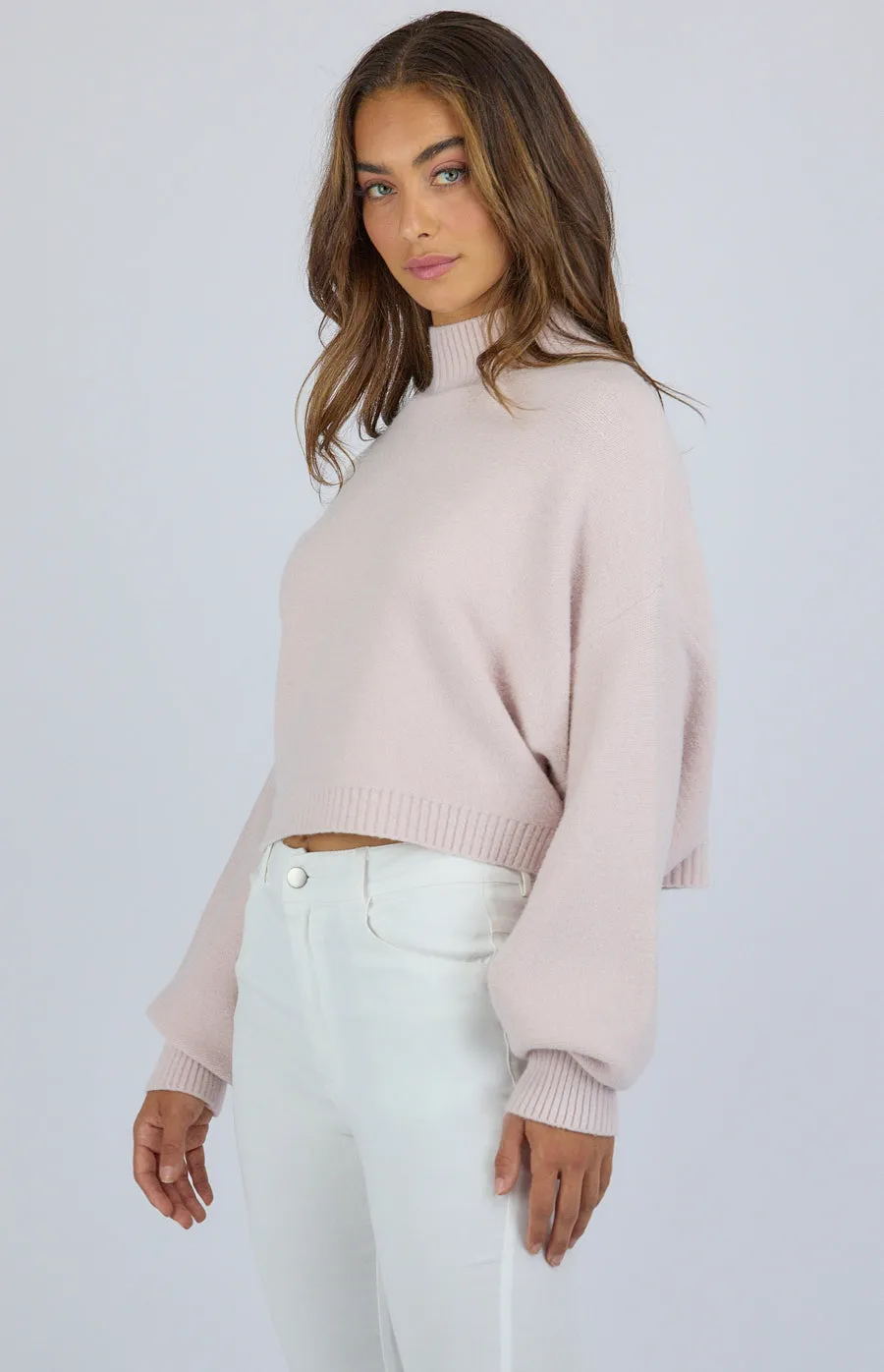 High Neck Cropped Knit