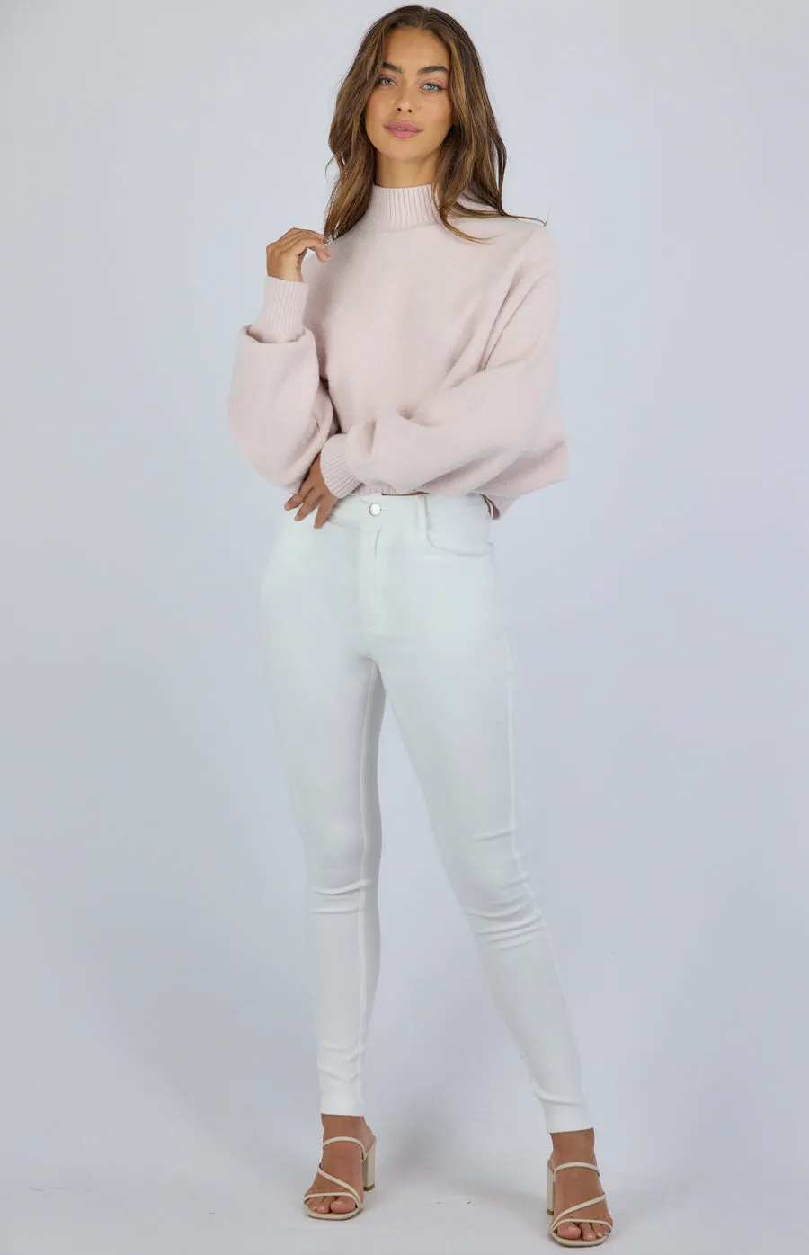 High Neck Cropped Knit