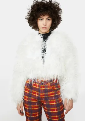 Ivory Exclude You Faux Fur Jacket