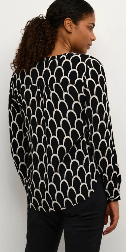 Kaffe Arch Tunic, black/white