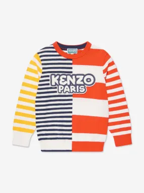 KENZO Kids Knitted Striped Jumper in Red