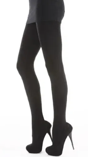 Ladies Black 140 Denier Thermal Fleece Tights, Large