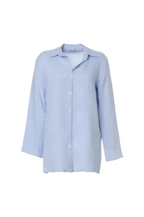 Light Blue Linen Kate Long Sleeve Shirt Tunic