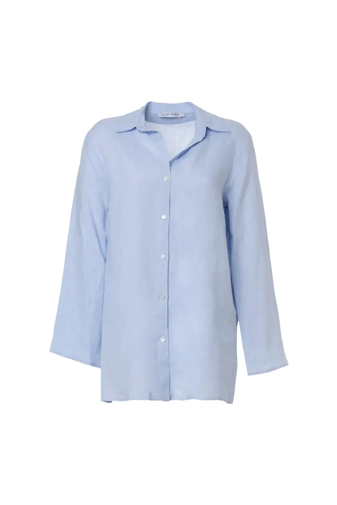 Light Blue Linen Kate Long Sleeve Shirt Tunic