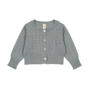 Lilette Dotted Open Knit Cardigan - Blue