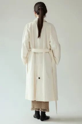 Long Trenchcoat With Belt - Light Beige