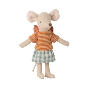 Maileg Tricycle Big Sister Mouse with Bag - Old Rose