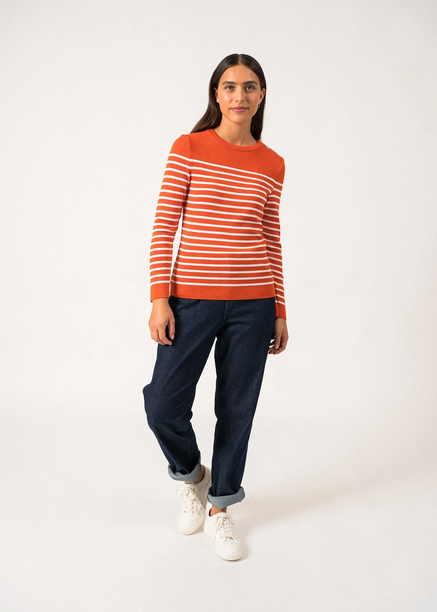 Marée authentic striped sailor jumper - slim fit, in wool (BASKET/BLANC)