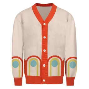 Men's apricot vintage cardigan casual sweater