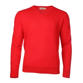 Men's Cashmere V Neck Jumper Cardinal Red