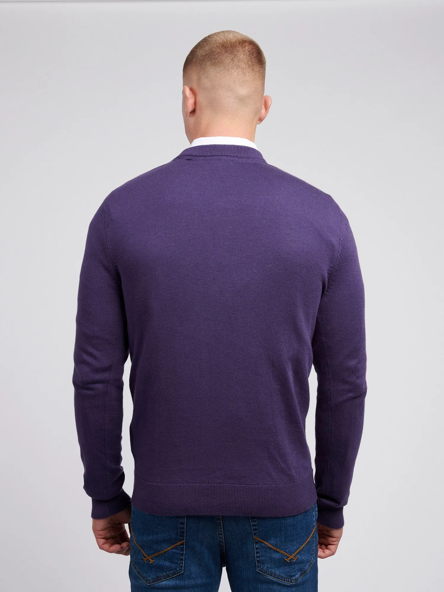 Mens Cotton Crewneck in Purple Plumeria