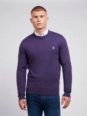 Mens Cotton Crewneck in Purple Plumeria