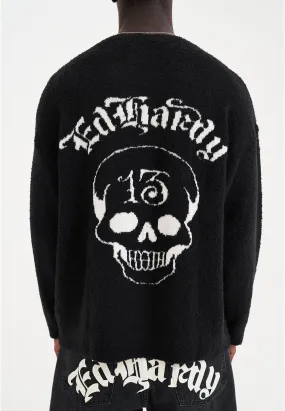 Mens Lucky 13 Boucle Knitted Jumper - Black