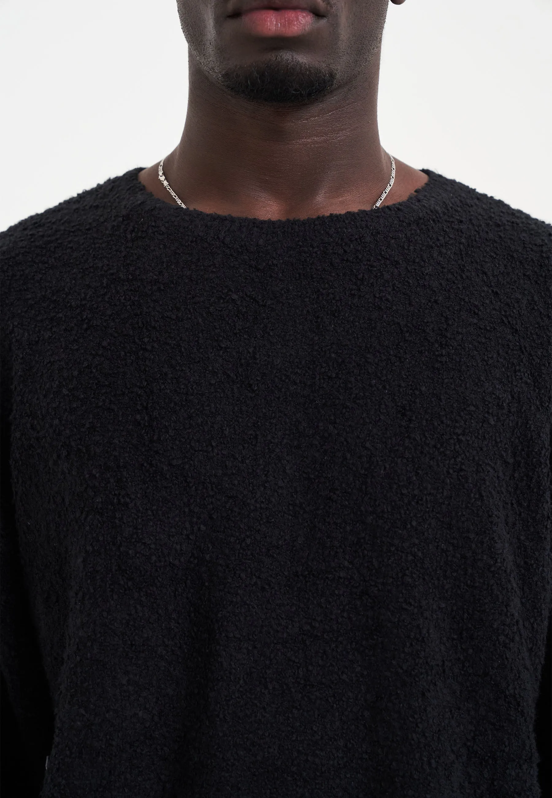 Mens Lucky 13 Boucle Knitted Jumper - Black