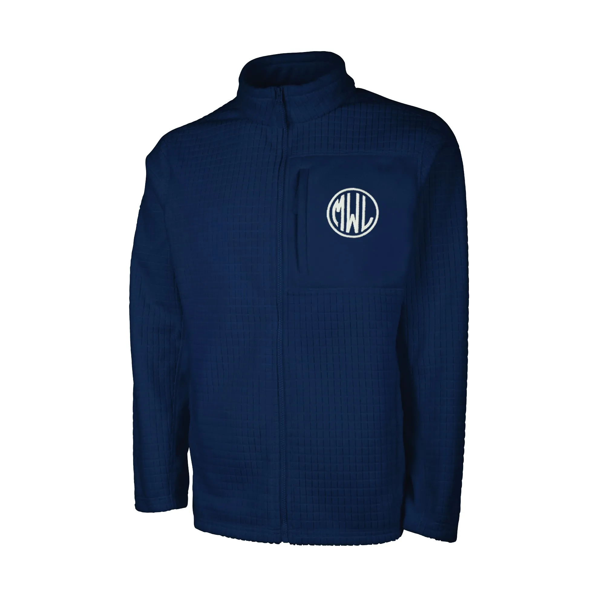 Men's Textured Grid Fleece Jacket with Monogram