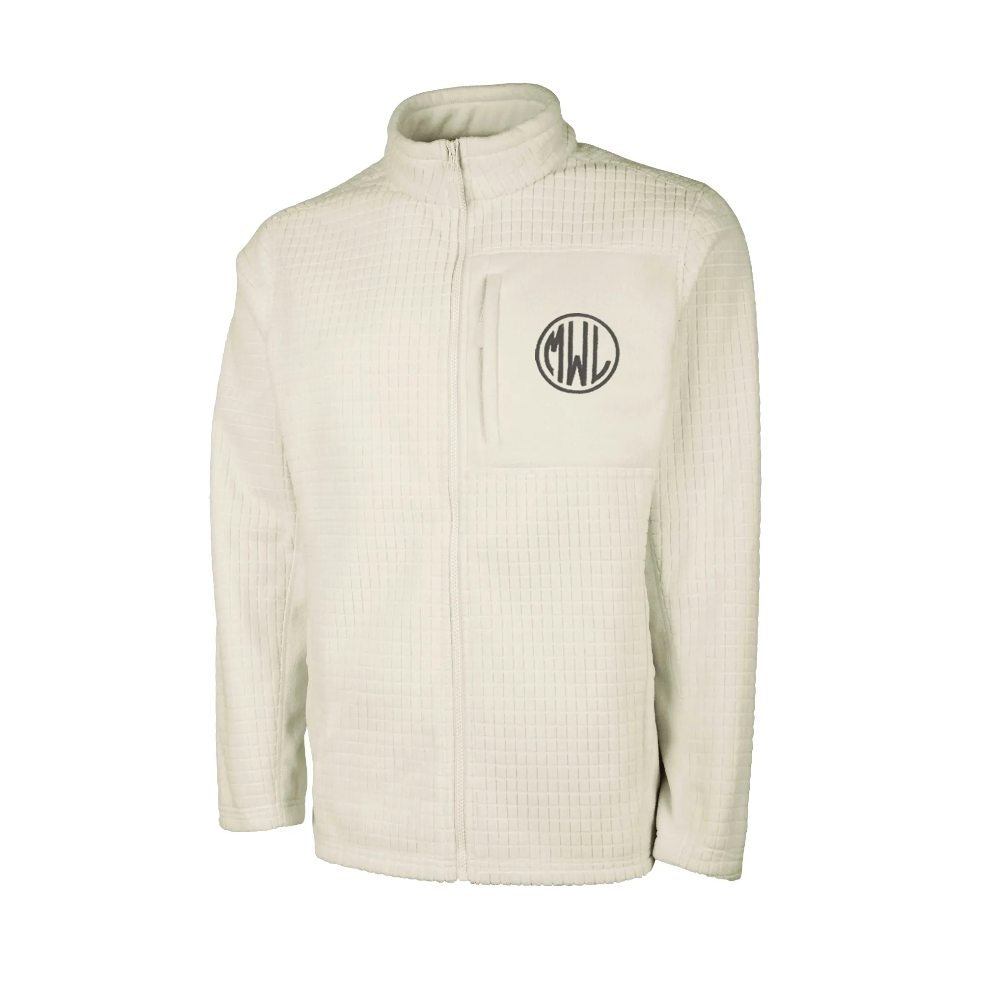 Men's Textured Grid Fleece Jacket with Monogram