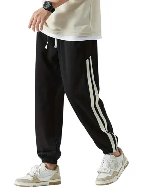 Men's White Striped Track Pants - DWNTWN | Stylish & Comfortable