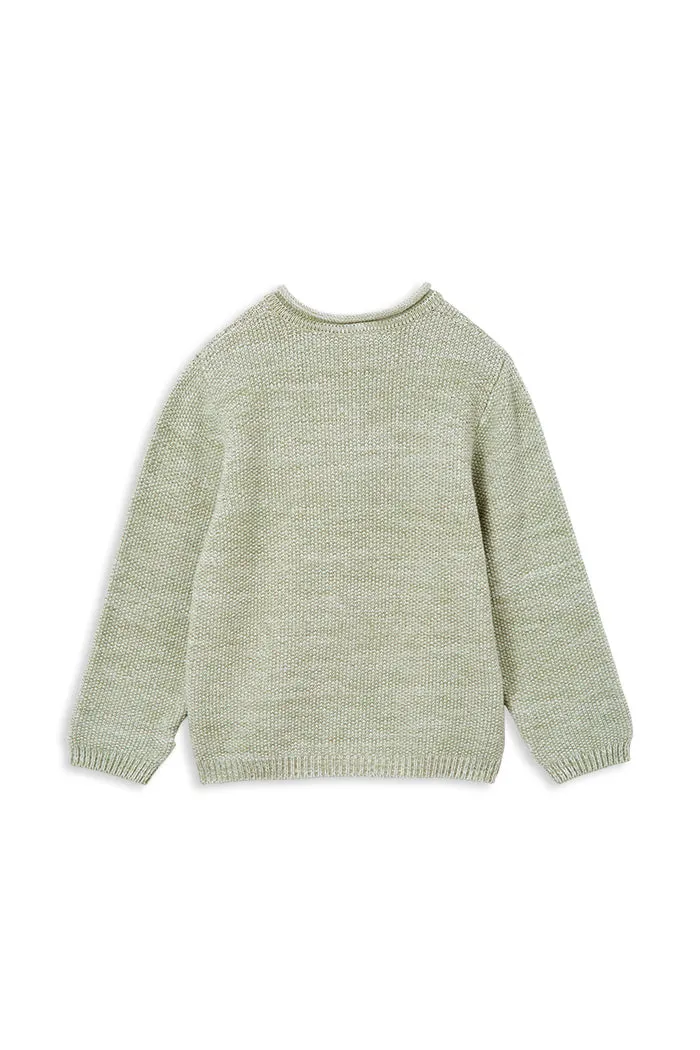 MILKY KIDS - OLIVE KNIT HENLEY