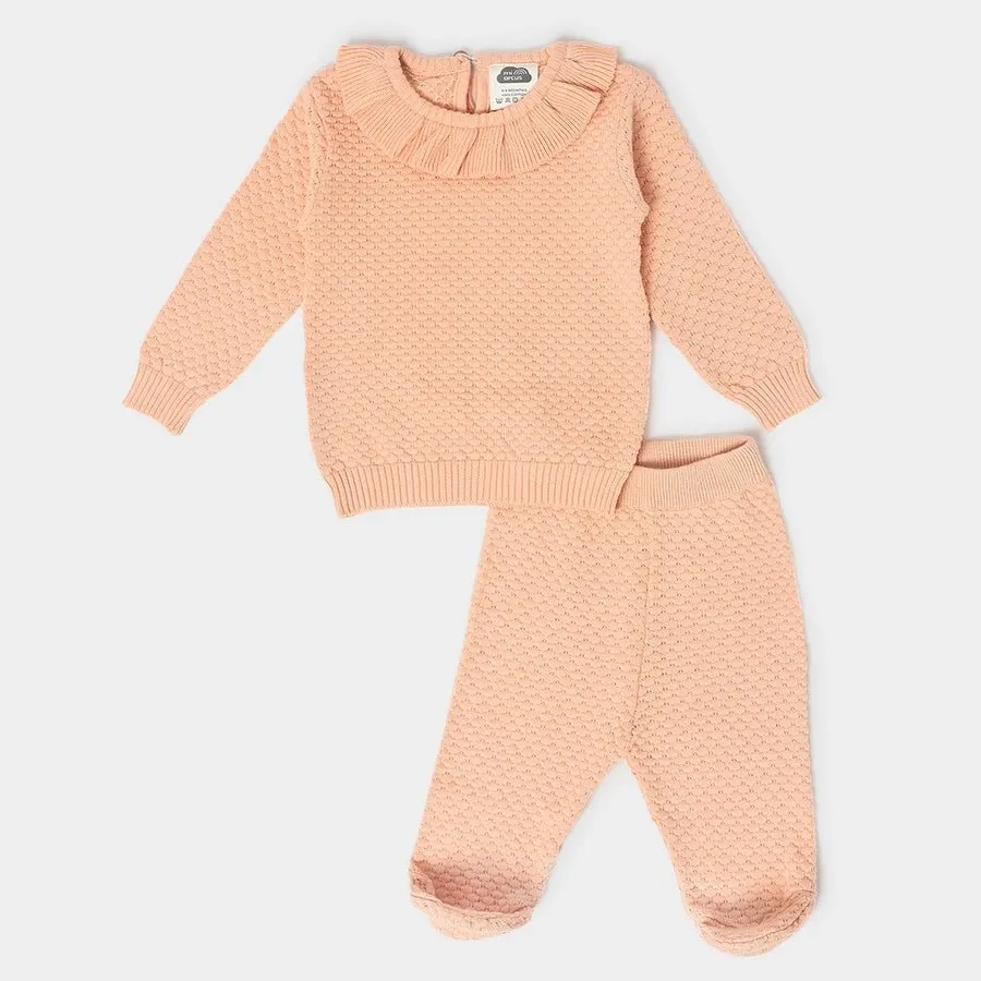 Misty Knitted Peach Jumper Set with Booties