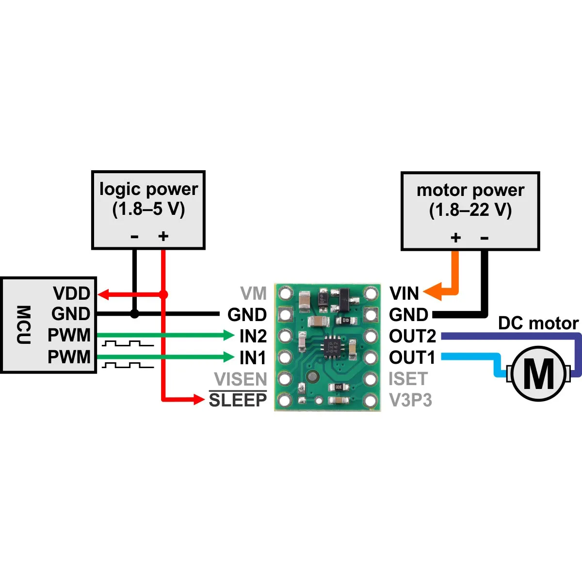 MP6550 Single Brushed DC Motor Driver Carrier