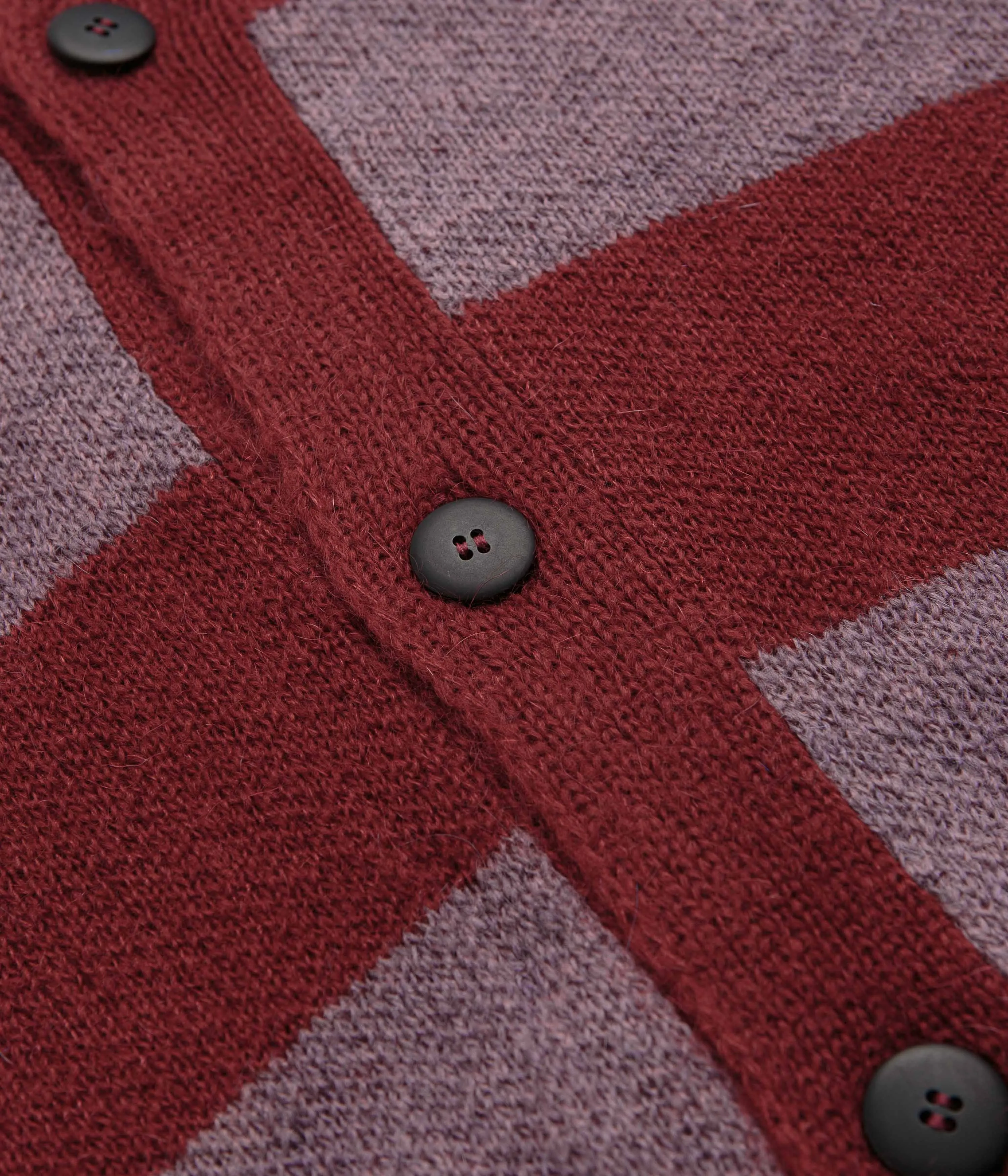 No Problemo Striped Mohair Oversized Cardigan - Burgundy Multi