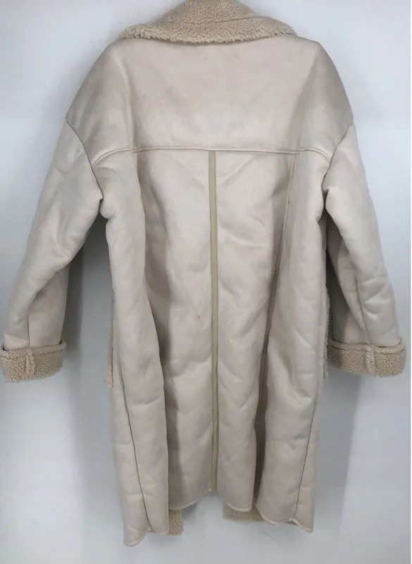 NWT A.n.a. Women's Ivory Collared Full-Zip Overcoat - Size Medium