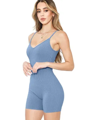 On the Run Basic Romper in Sky Blue