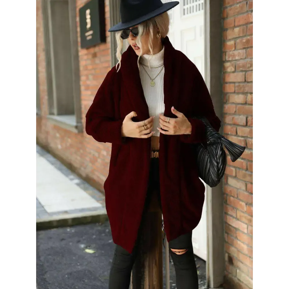 Open Front Hooded Teddy Coat in Timeless Luxury Fashion for Women