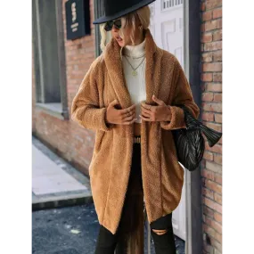 Open Front Hooded Teddy Coat in Timeless Luxury Fashion for Women