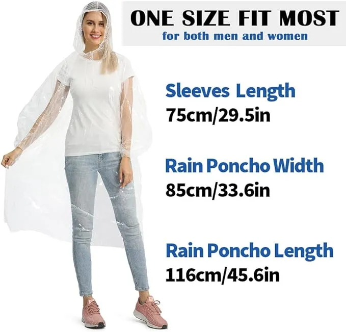 Opret Disposable Rain Ponchos, 5/10 pcs Emergency Raincoats Waterproof Ponchos Lightweight for Men and Women with Hood and Sleeves