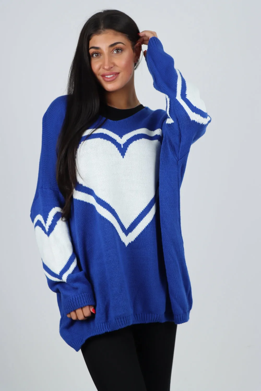 Oversized Heart Print Knitted Jumper Top