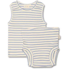 Petit Piao Spring Blue Underwear Set Modal Striped