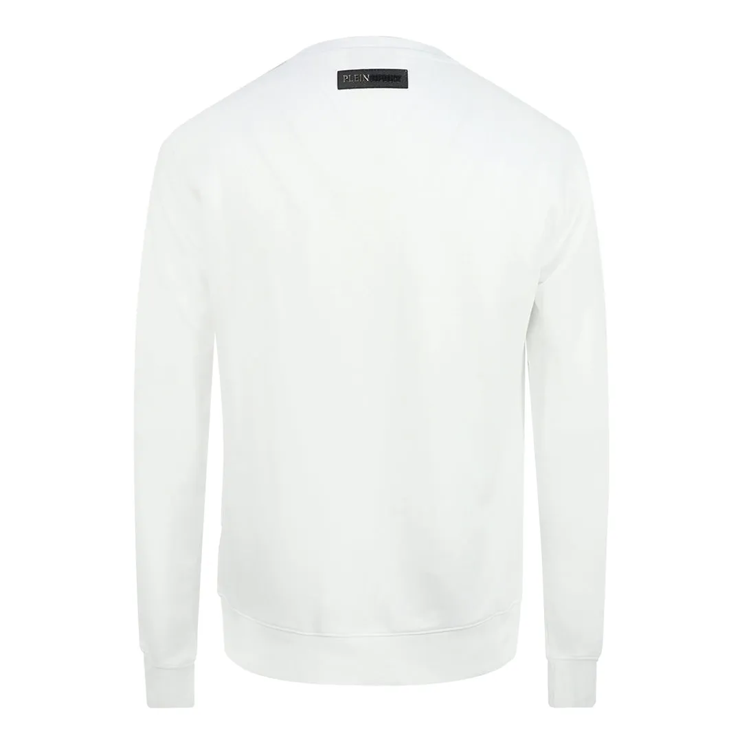 Philipp Plein Sport Orange Bold Logo White Jumper