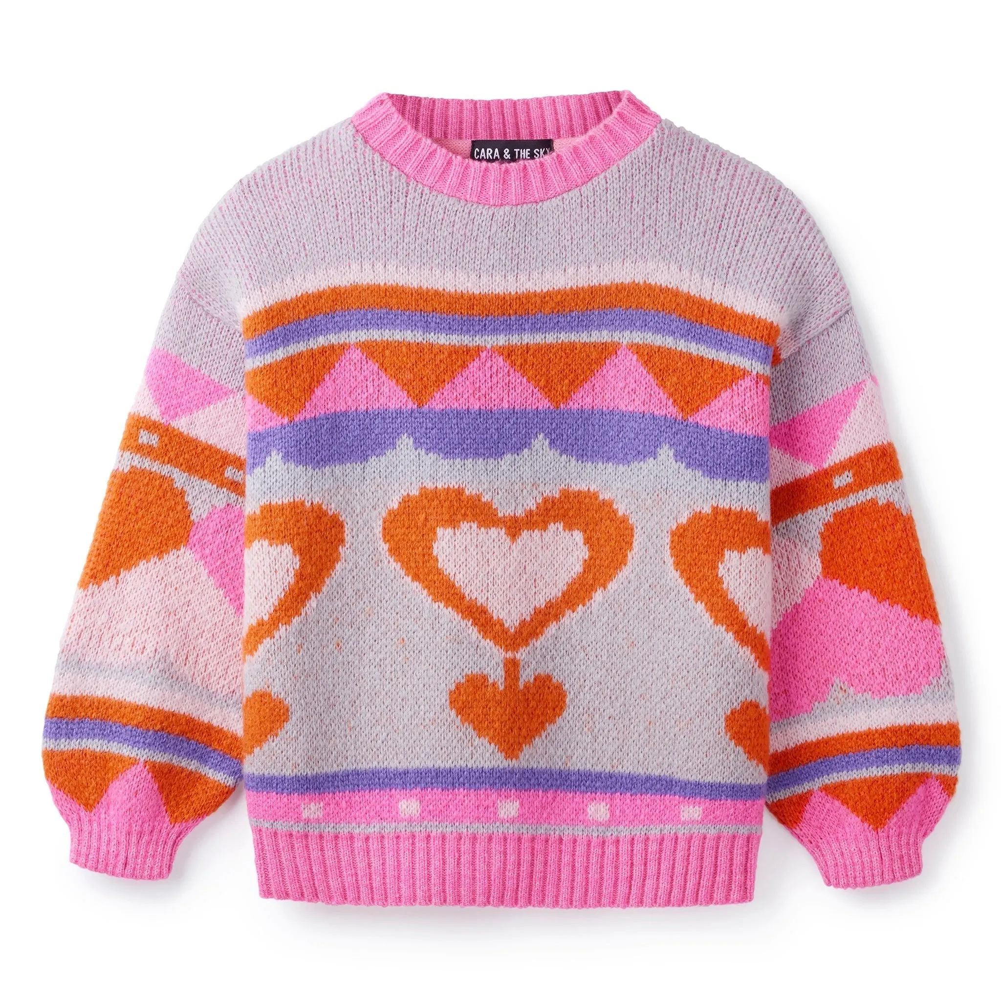 Poppy Mini Me Heart Intarsia Kids Knitted Jumper - Blue