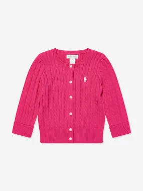 Ralph Lauren Baby Girls Mini Cable Cardigan in Pink