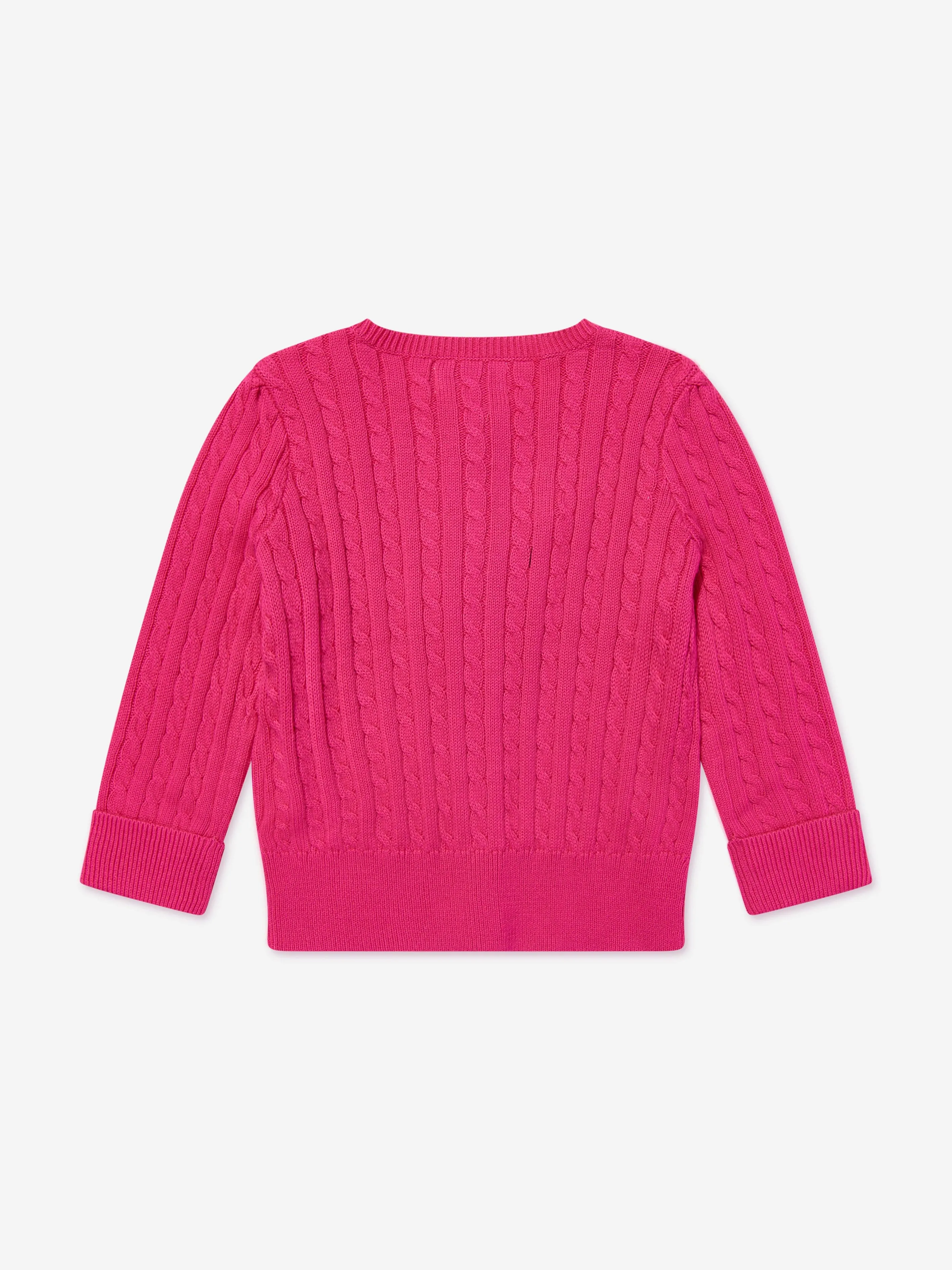 Ralph Lauren Baby Girls Mini Cable Cardigan in Pink