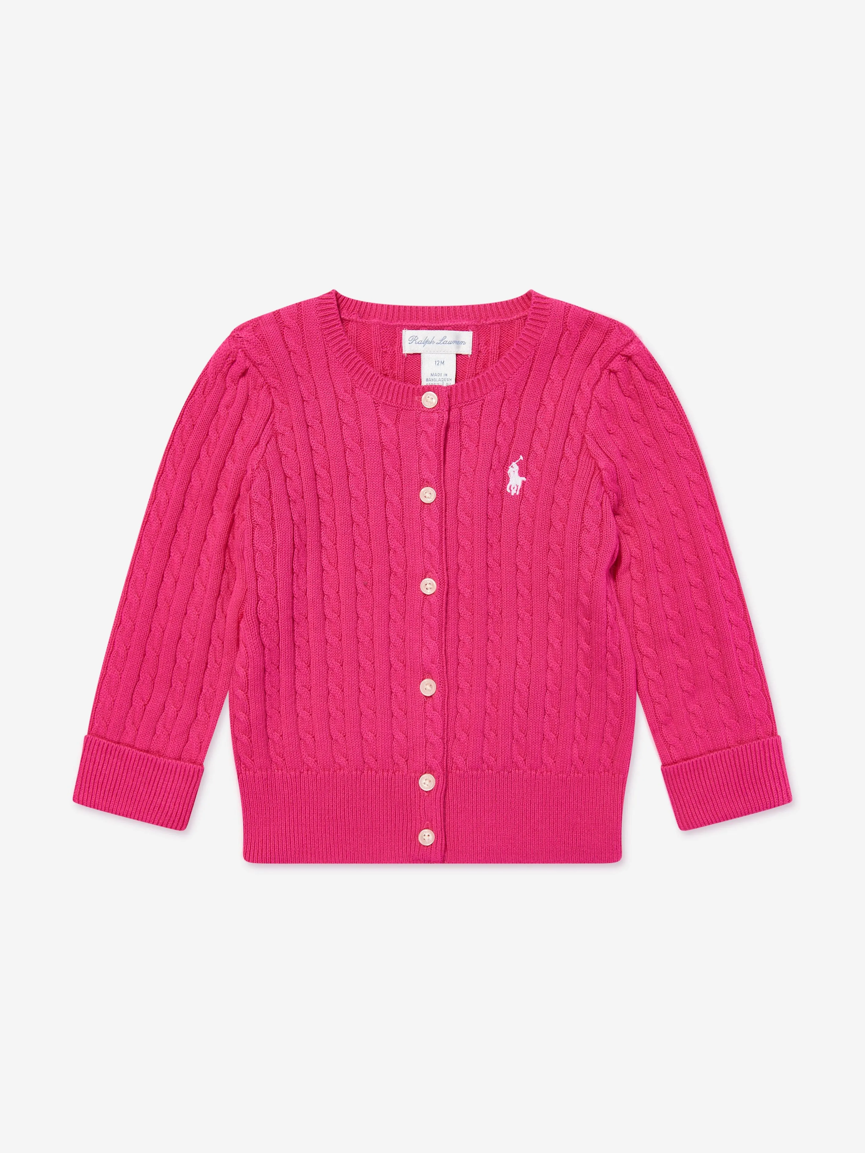 Ralph Lauren Baby Girls Mini Cable Cardigan in Pink