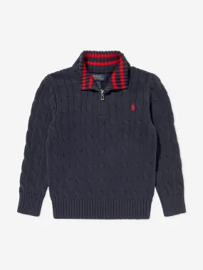 Ralph Lauren Boys Half Zip Jumper in Navy