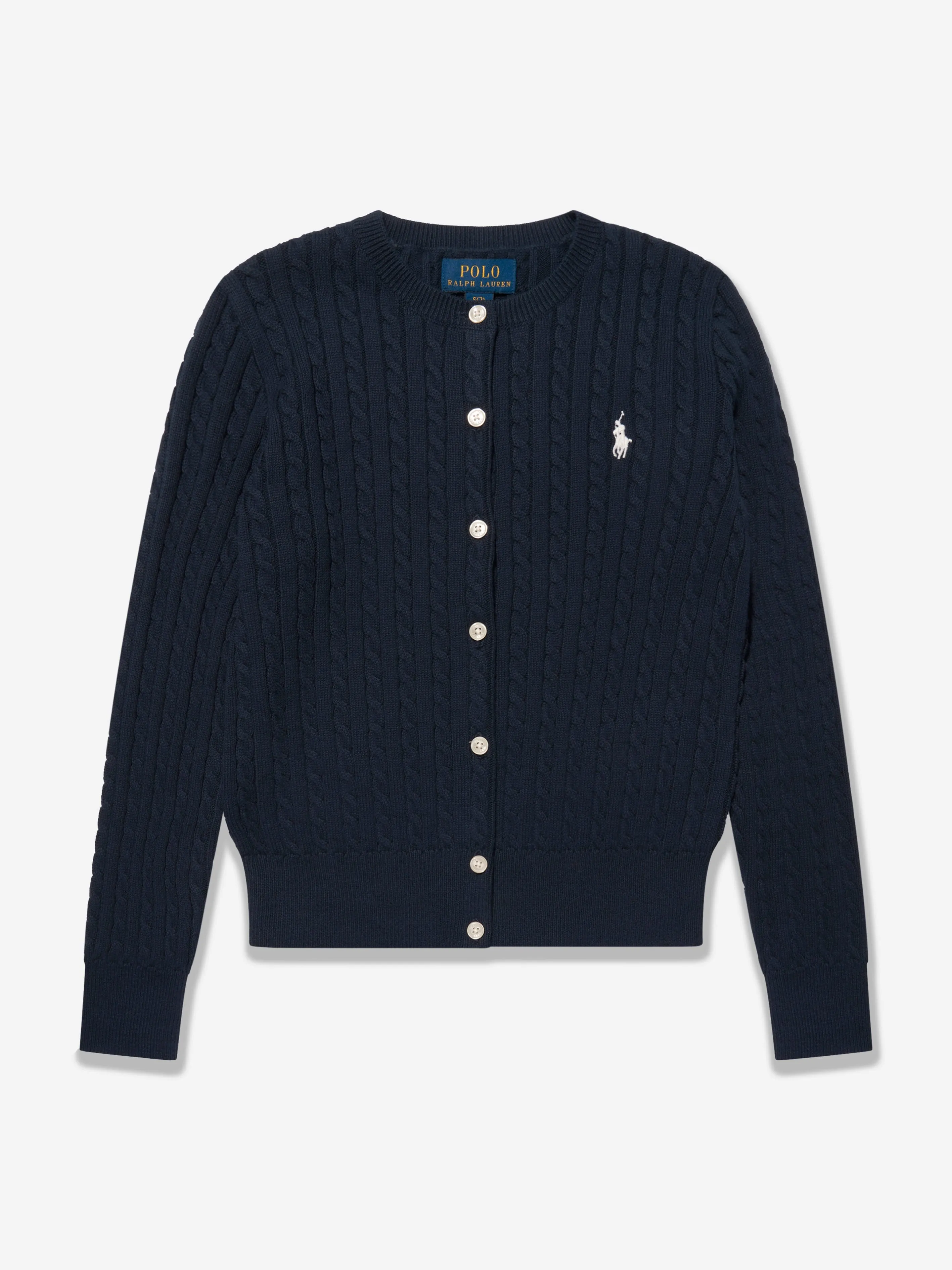 Ralph Lauren Girls Mini Cable Knit Cardigan in Navy