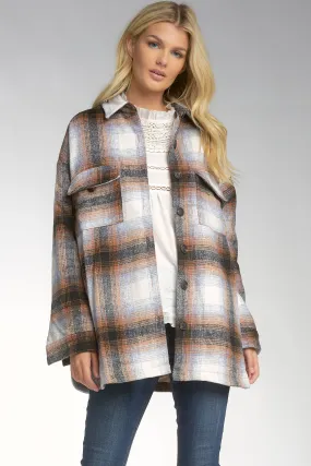 Riley Shirt Jacket | Brown Plaid