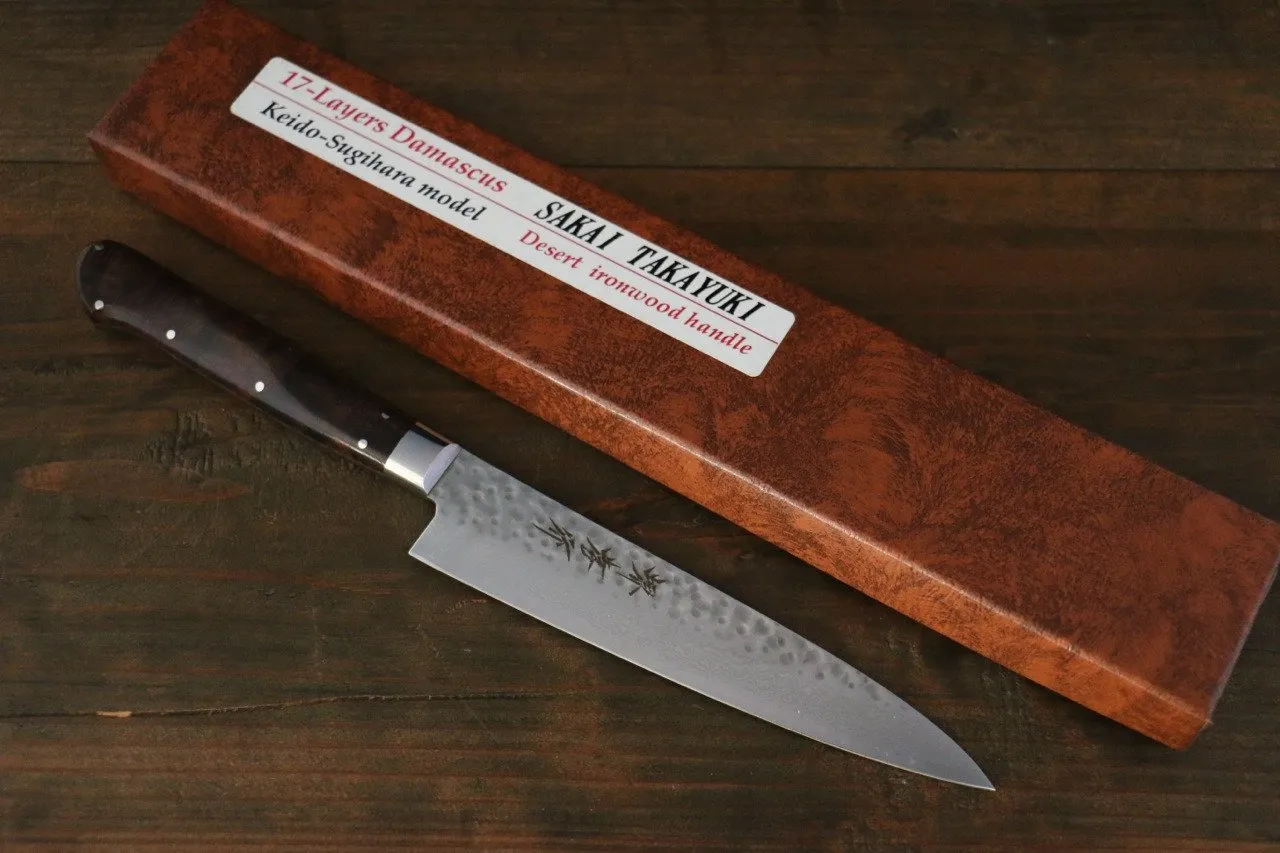 Sakai Takayuki VG10 17 Layer Damascus Petty-Utility 135mm Desert Ironwood Handle